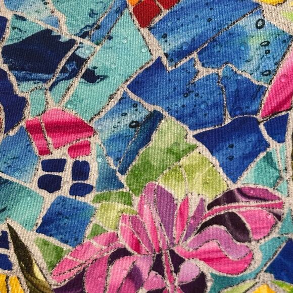 Ali Miles NEW Floral Stained Glass Tee Womens Size 3X Colorful Artsy Knit Top - Picture 4 of 13